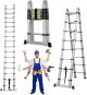 16.4'/5M Multi-Purpose Folding A Frame Ladder Aluminum Telescopic Extension