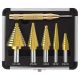 HOTS Step Drill Bit Set & Automatic Center Punch Unibit Cobalt Titanium Set 5pc