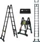 Dajianglx 16.5' Telescoping A Frame Alum Ext Ladder w/Tool Platform & Wheels 330