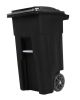 Toter 32 Gallon Black Rolling Outdoor Garbage Bin w/Wheels and Attached Lid