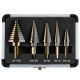 IRONANT 5pc Step Bit Set HSS Titanium 50 Sizes for Metal with Aluminum Case