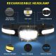 Headlamp Rechargeable 230°Wide  Beam COB & 60° Super Bright 7Modes 8H Runtime WP