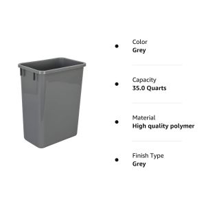 Hardware Resources Plastic Waste Container w/Lid, 35 Quarts