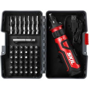 Skil Rechargeable 4V Screwdriver w/Circuit Sensor Technology & 45pc Bit Set