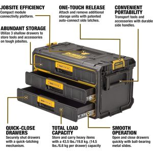 Dewalt ToughSystem 2.0 3-Drawer Toolbox 43.5 Lb. Capacity