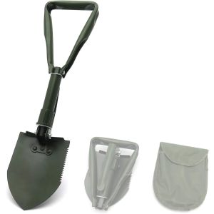 HTTMT- Green Tri-Fold Hiking Multi-Functional Military Folding Shovel Survival S