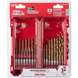 Milwaukee 23pc SHOCKWAVE Impact Duty RED HELIX™ Titanium Drill Bit Set
