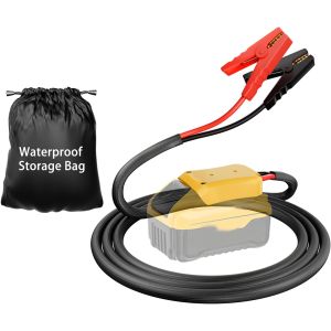 Jumper Cables w/Adapter for Dewalt 20V Battery 1.9' 8AWG Automotive Booster Cabl