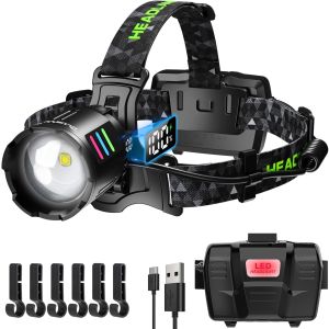Blue-Yu Led Rechargeable Headlamp, 90&deg; Adjustable Zoom, USB Charging & 3 Modes