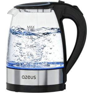 AZEUS Fast Boil Electric Glass Kettle 1.8L w/Auto Shut-Off & Boil-Dry Protection