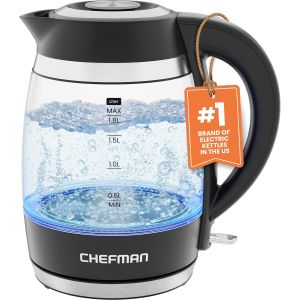 Chefman Electric Glass Kettle 1.8L w/Auto Shut-Off & Boil-Dry Protection