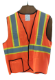 Traffic Vest 145 GSM - 3M Silver Reflective Lime Edge Velcro 1 Pocket - Orange