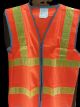 Traffic Vest 145 GSM - 3M Yellow Plastic Reflective - Grey Zip - Orange