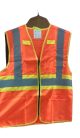 Traffic Vest 300 Denier - 3M Silver Reflective- Yellow Zip - 6 Pocket - Orange