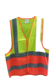 Traffic Vest w/ Velcro & Reflective Tape - Orange&Yellow - L&XL