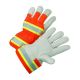 HI-Vis Orange Canvas Back Reflective Tape Select Special Leather Palm Glove