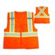 Safety Vest w/Zip Fl. Orange w/Yellow & Grey Reflective Tape