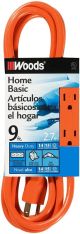 Woods 3-Outlet Power Tap Extension Cord, 14/3, 9' Orange