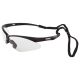 ERB Clear Lens Black Frame Safety Glasses w/cord