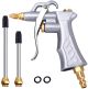 Industrial Air Blow Gun w/Brass Adjustable Air Flow Nozzle &2 Steel Air flow Ext