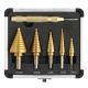 Comoware 5pc Step Drill Bit Set & Unibit Titanium Coated HSS w/Aluminum Case