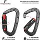 FresKaro UIAA Certified 25KN Double Locking Climbing Carabiner Clips Black