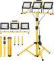 Zetunlo 3 Head Portable Work Lights with IP66 Waterproof Tripod 16' Cord