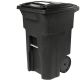 Toter 48 Gallon Black Rolling Outdoor Garbage Bin w/Wheels and Attached Lid