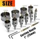 12pc TCT Carbide Hole Saw Kit for Metal (9/16'' to 2 1/8'') S/S, Iron, Alum, Woo
