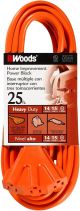 Woods 14/3 Outdoor Multi-Outlet Extension Cord Orange, 25'