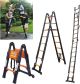 JADDUO 16.5'  Aluminium Black Telescoping Ladder Non-Slip Feet&Stable Hook 330LB